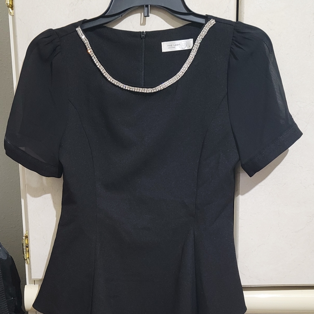 The lady Small black top rhinestones